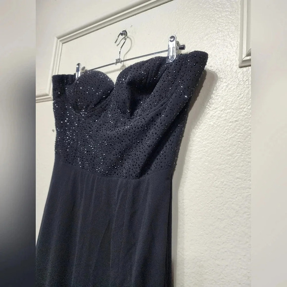 Lulus Remember This Moment Black Rhinestone Strapless Maxi Dress Party Prom - Picture 9 of 13